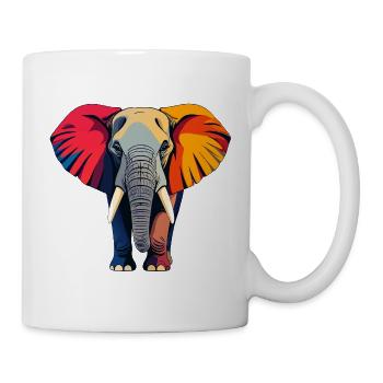 Large Colorful Elephant PopArt Elephant Motif - Mug - white - Right