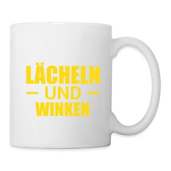 Im Zweifel lächeln und winken - Tasse - Weiß - Rechts