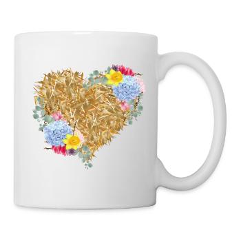 Cœur de paille avec des fleurs printanières - Mug blanc - blanc - Droite