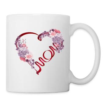 Cœur de la fête des mères avec des fleurs et lettres de maman - Mug blanc - blanc - Droite