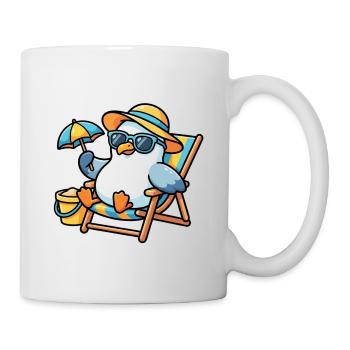 Strandpinguin im Sonnenstil - Tasse - Weiß - Rechts