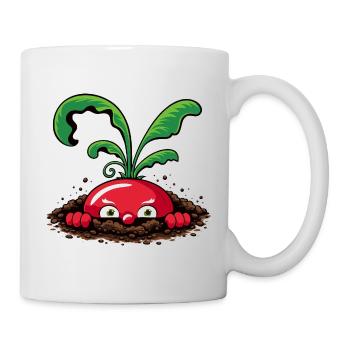 Neugieriges Radieschen aus der Erde  - Tasse - Weiß - Rechts