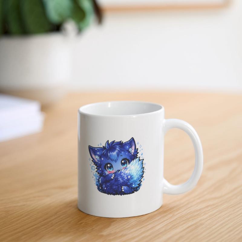 Blauer Eisfuchs Chibi-Design Tasse