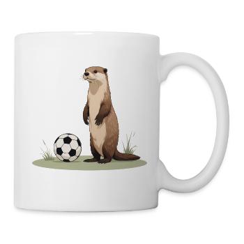 Otter mit Fußball - Tasse - Weiß - Rechts