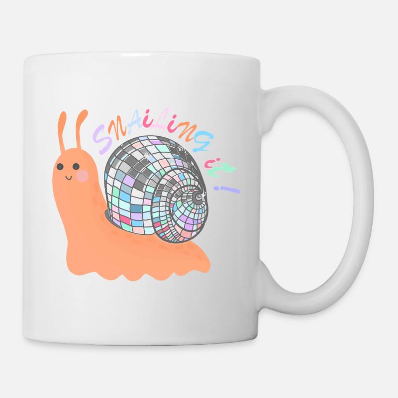 Snailing It! – Colorful Snail with Disco Ball - Mug - white