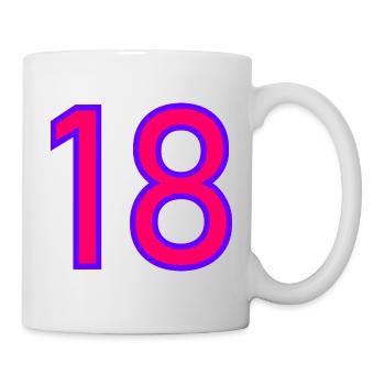 18. 18 JAHRE ALT. 18-JÄHRIGES JUBILÄUM. 18. GEBURTSTAG. - Tasse - Weiß - Rechts