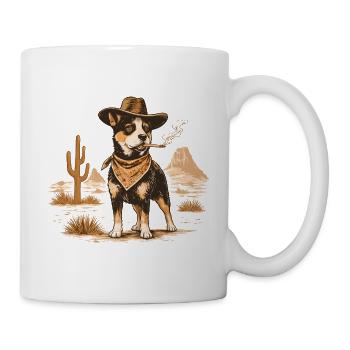 Cowboy Dog mit Wüstenzigarre - Tasse - Weiß - Rechts