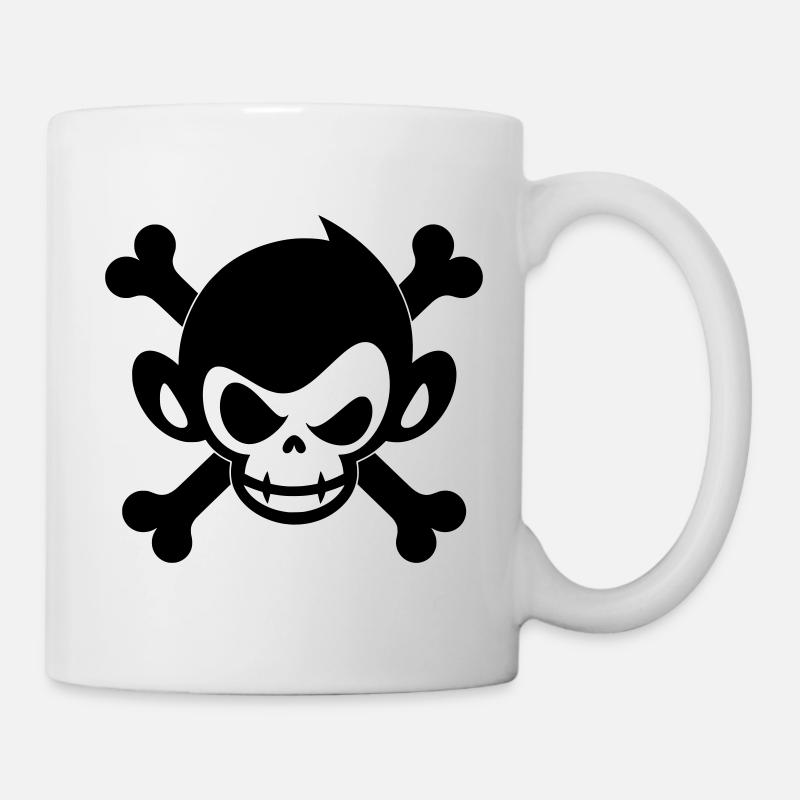 Totenkopf Affe Pirat Symbol - Tasse - Weiß