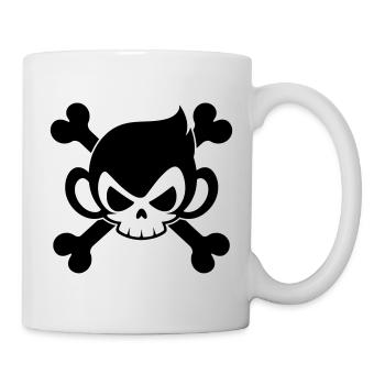 Lustiger Totenkopf Affe mit gekreuzten Knochen - Tasse - Weiß - Rechts