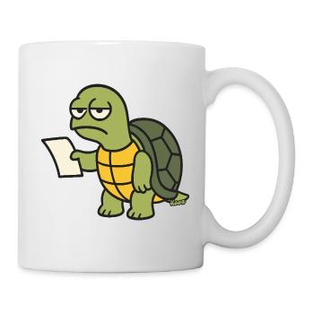 Slow turtle with paper - Mug - white - Right