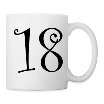 18. 18 JAHRE ALT. 18-JÄHRIGES JUBILÄUM. 18. GEBURTSTAG. - Tasse - Weiß - Rechts