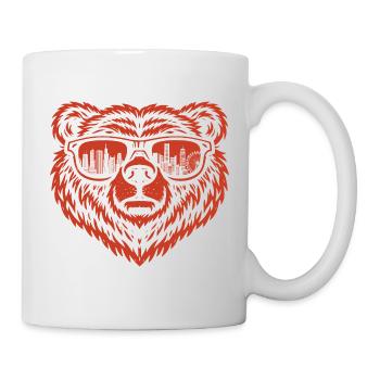 Cool Bear Sonnenbrille Lustiger Tier-Natur-Fan - Tasse - Weiß - Rechts