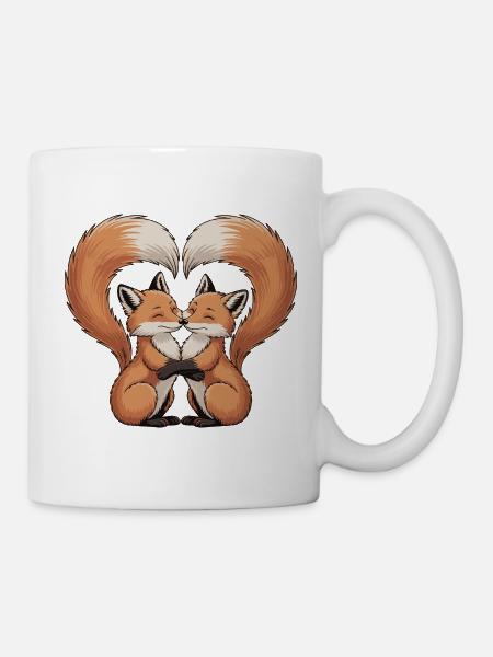 Fuchs Paar Herz - Tasse - Weiß