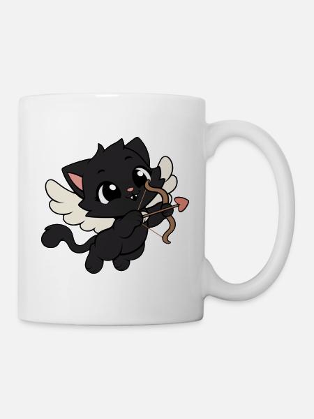 Katzen Amor Cupid Kawaii - Tasse - Weiß