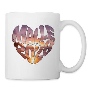 Mallorca Malle 2026 Herz (Version Sonnenuntergang) - Tasse - Weiß - Rechts