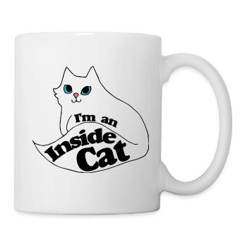 Inside Cat Cartoon Slogan Tee - Tasse - Weiß - Rechts