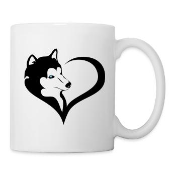 Husky silhouette with blue eye - Mug - white - Right