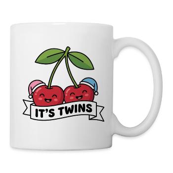 Cherries Twins Es sind Zwillinge Baby-Ankündigung - Tasse - Weiß - Rechts