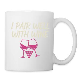I Pair Well With Wine – Wine Glass Motif - Mug - white - Right