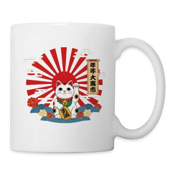Lucky Cat Retro Japanese Maneki-Neko - Japanische  - Tasse - Weiß - Rechts