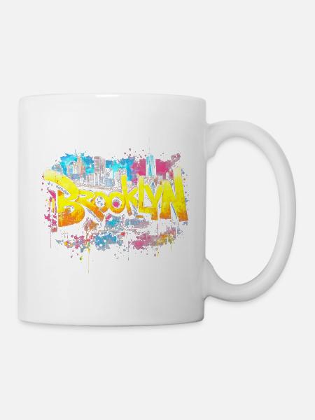 Brooklyn Graffiti Neon City Splash - Tasse - Weiß