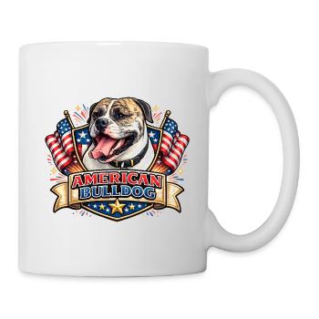 Amerikanischer Bulldog Flaggen-Emblem - Tasse - Weiß - Rechts