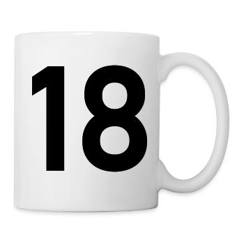 18. 18 JAHRE ALT. 18-JÄHRIGES JUBILÄUM. 18. GEBURTSTAG. - Tasse - Weiß - Rechts