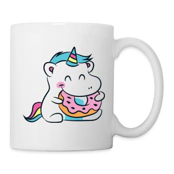 Kawaii Unicorn Hippo with Donut - Mug - white - Right