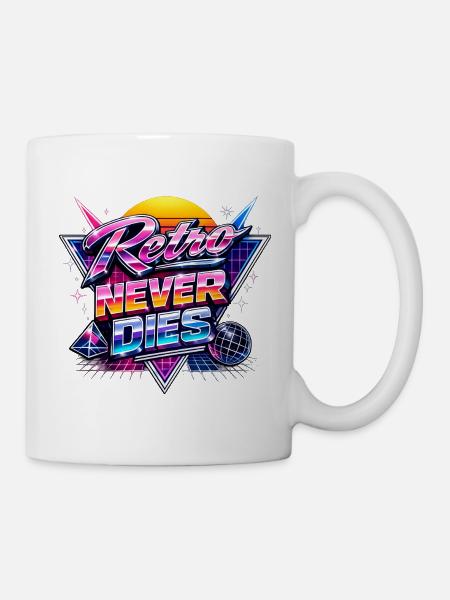 Retro Neon Never Dies - Tasse - Weiß