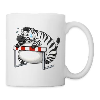 Lustiges Zebra Cartoon ungeschickt Hürdenlauf - Tasse - Weiß - Rechts