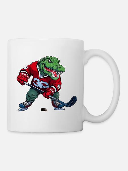 Krokodil Eishockey Alligator - Tasse - Weiß