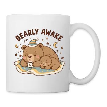 Bearly Awake Coffee Bear Sleepy Head Design - Mug - white - Right