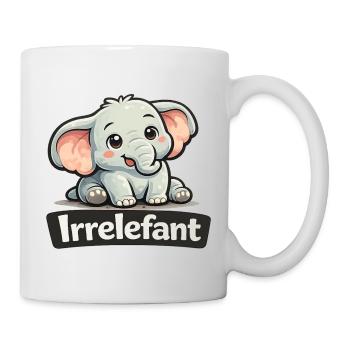 Irrelefant Wortwitz Irrelevant Elefant Shirt - Tasse - Weiß - Rechts