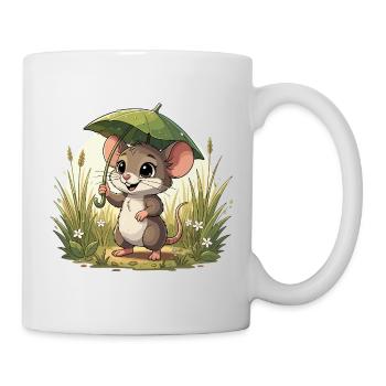 Little mouse with umbrella in the grass - Mug - white - Right