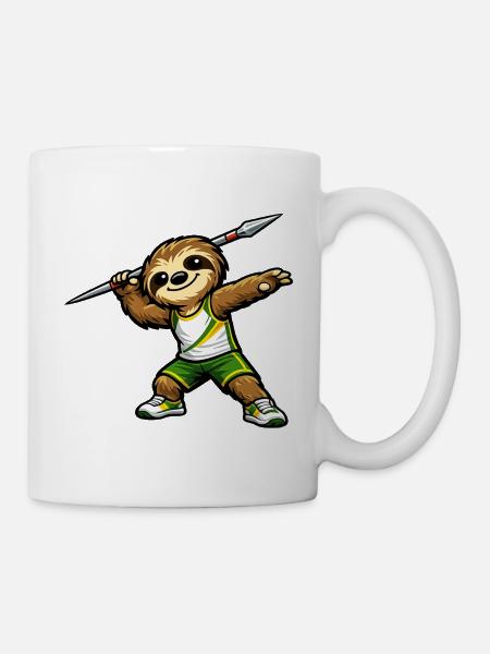 Speerwerfender Sloth Sportheld - Tasse - Weiß