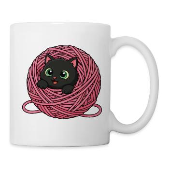 Yarn Ball Kitten Cat Ball Yarn - Mug - white - Right