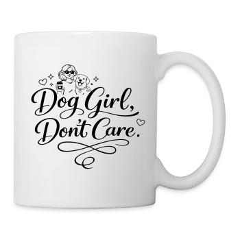 Fille chien, je m’en fiche - Mug blanc - blanc - Droite