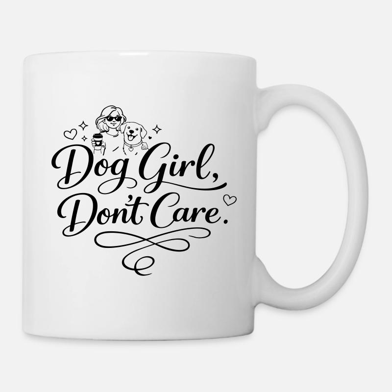 Fille chien, je m’en fiche - Mug blanc - blanc