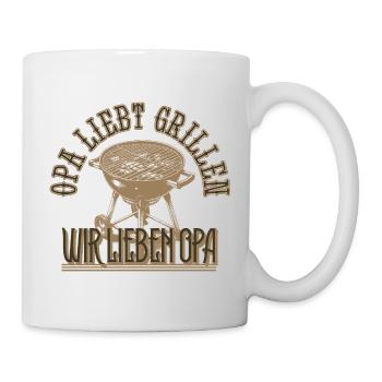 Opa liebt Grillen Wir lieben Opa Geschenk - Tasse - Weiß - Rechts
