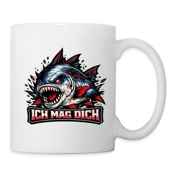 Bissiger Piranha - Netter Spruch: Ich Mag Dich - Tasse - Weiß - Rechts