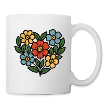 Blumenstrauß Folk-Stil - Tasse - Weiß - Rechts