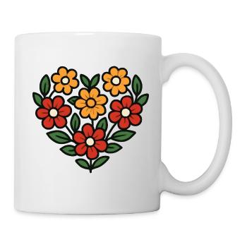 Herz aus Blumen Muster - Tasse - Weiß - Rechts