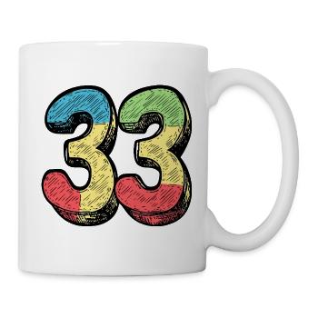 33 Zahl Bunt - Tasse - Weiß - Rechts