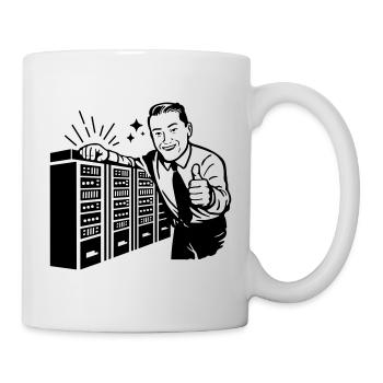Retro IT Admin Smiling – Vintage Tech Support - Mug - white - Right