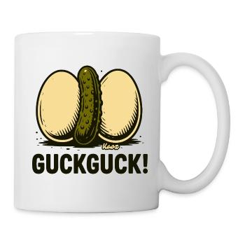 Two hard-boiled eggs with a cucumber - Mug - white - Right