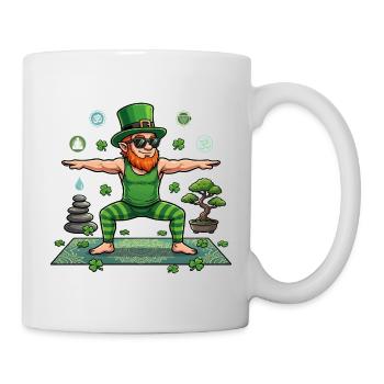 St. Patricks Day Yoga Leprechaun Namaste - Tasse - Weiß - Rechts