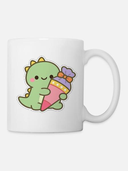 Schulkind Dino Einschulung Geschenk - Tasse - Weiß