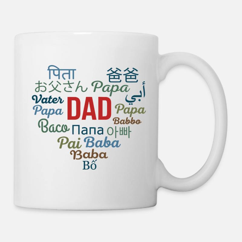 Dad In Many Languages Heart World Father Gift - Mug - white