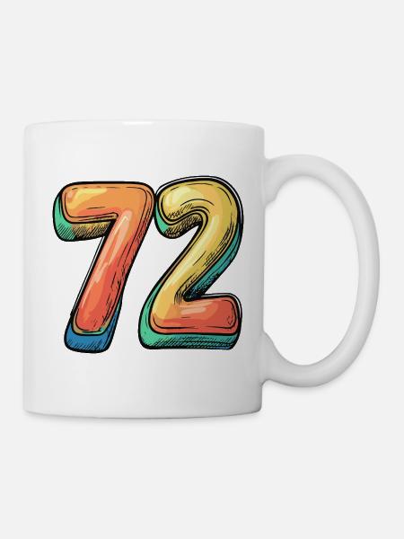 72 Zahl Bunt - Tasse - Weiß