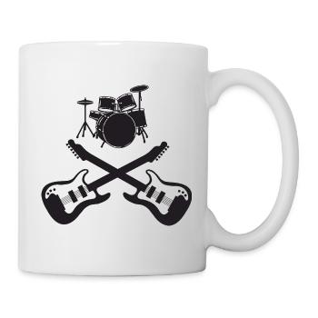 Batterie et guitares croisées Art rupestre - Mug blanc - blanc - Droite